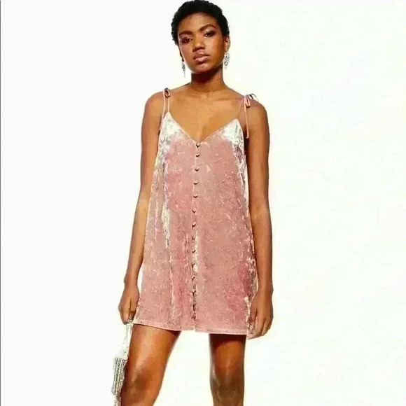 Topshop Dresses & Skirts - NEW! Topshop Pink Velvet Star Glitter Slip Dress